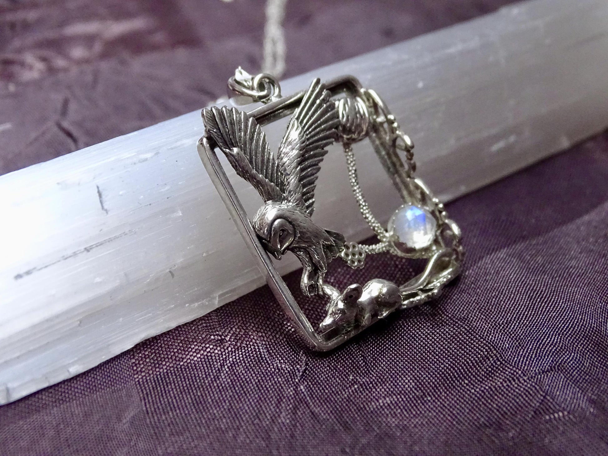 Owl necklace sterling silver