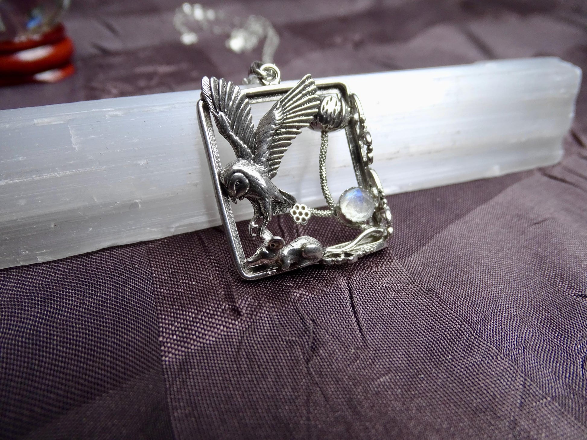 Owl necklace sterling silver