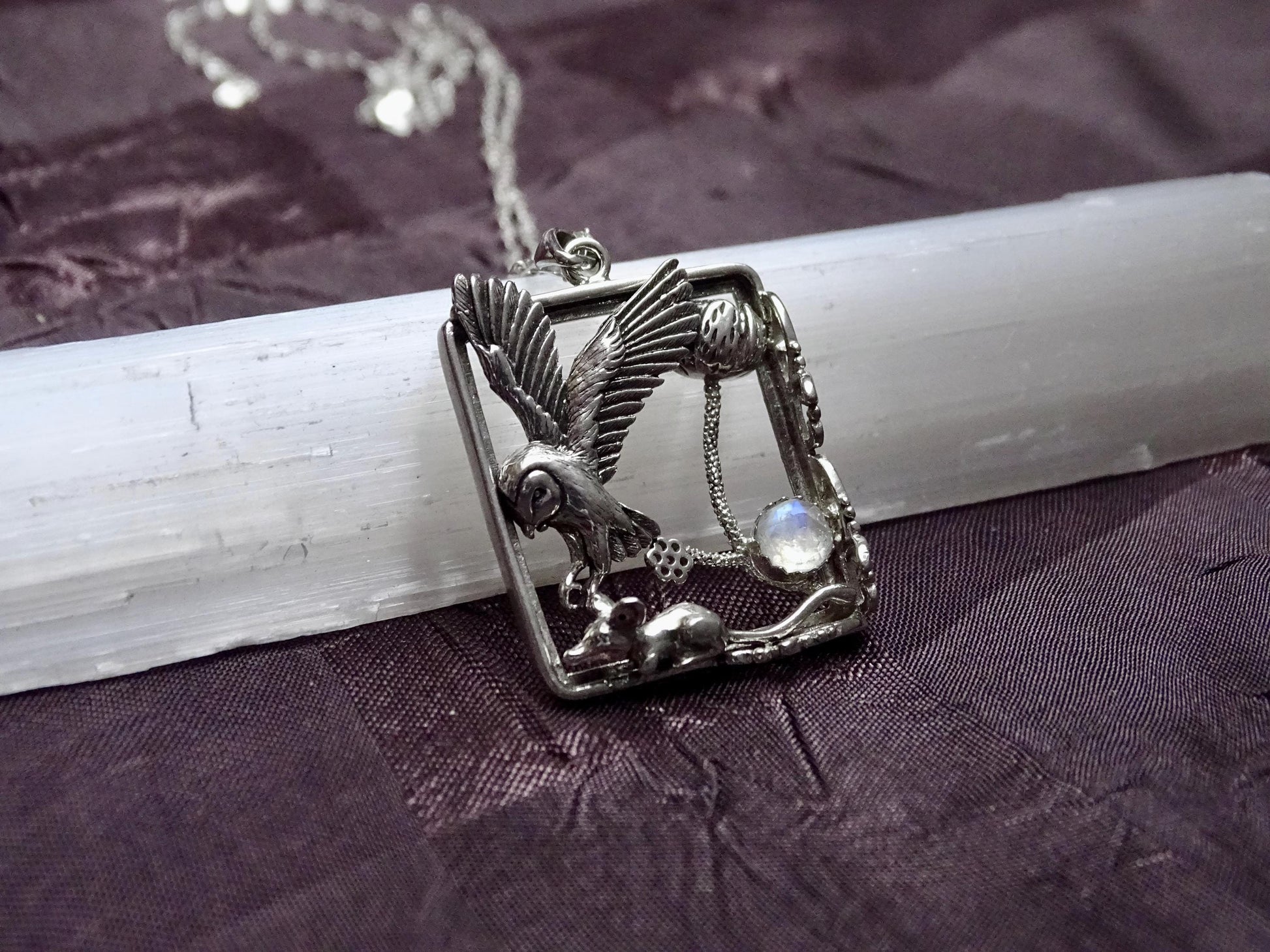 Owl necklace sterling silver