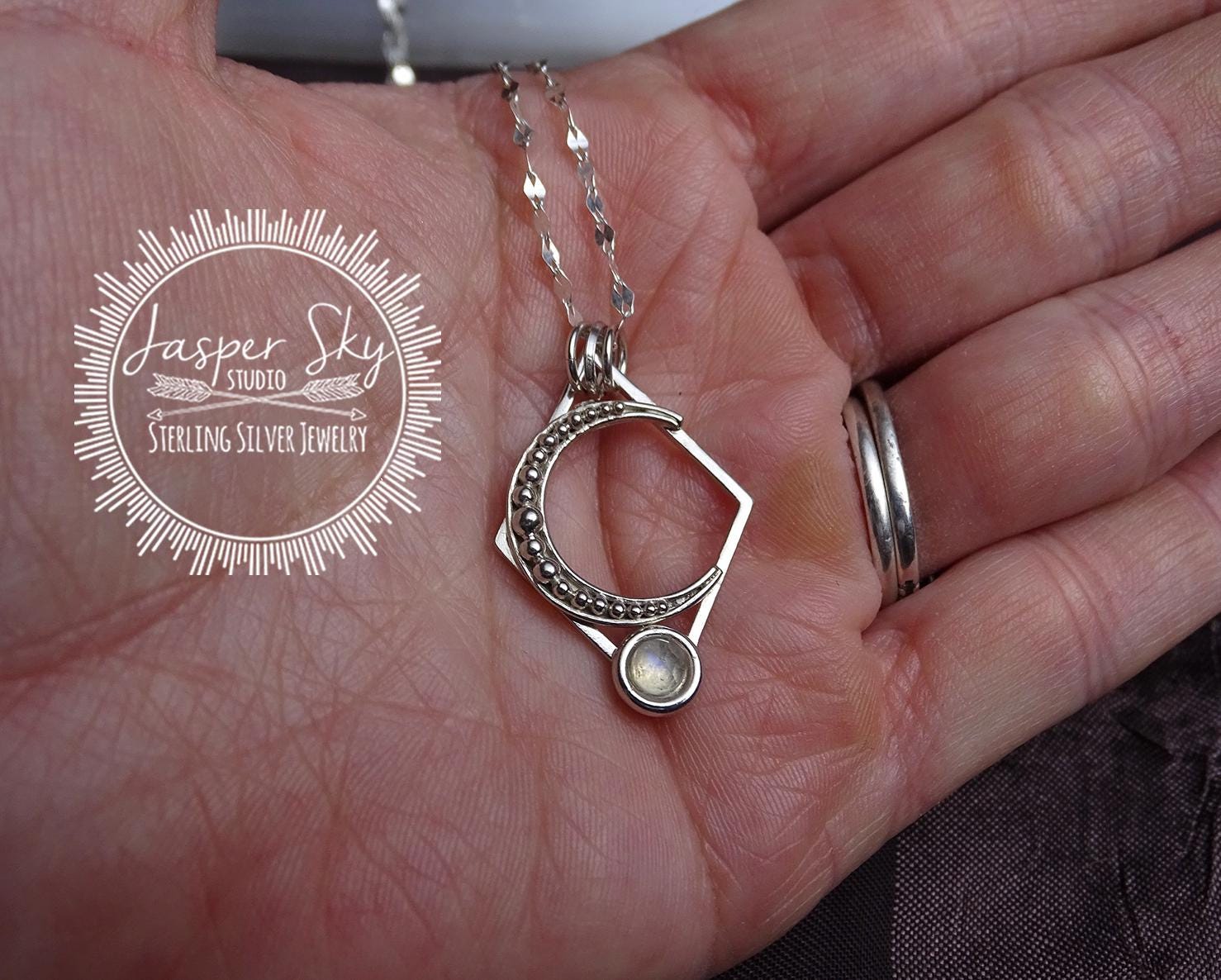 Sterling silver moon necklace