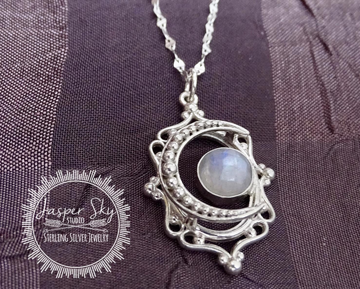 Sterling silver moon necklace with Moonstone