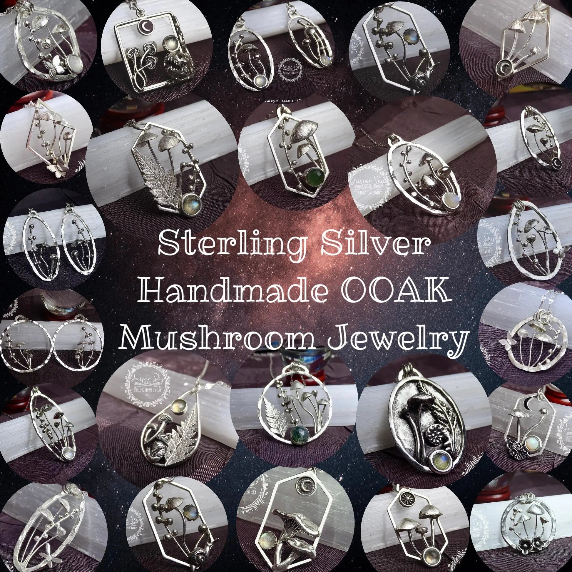 Mushroom Earrings Sterling Silver