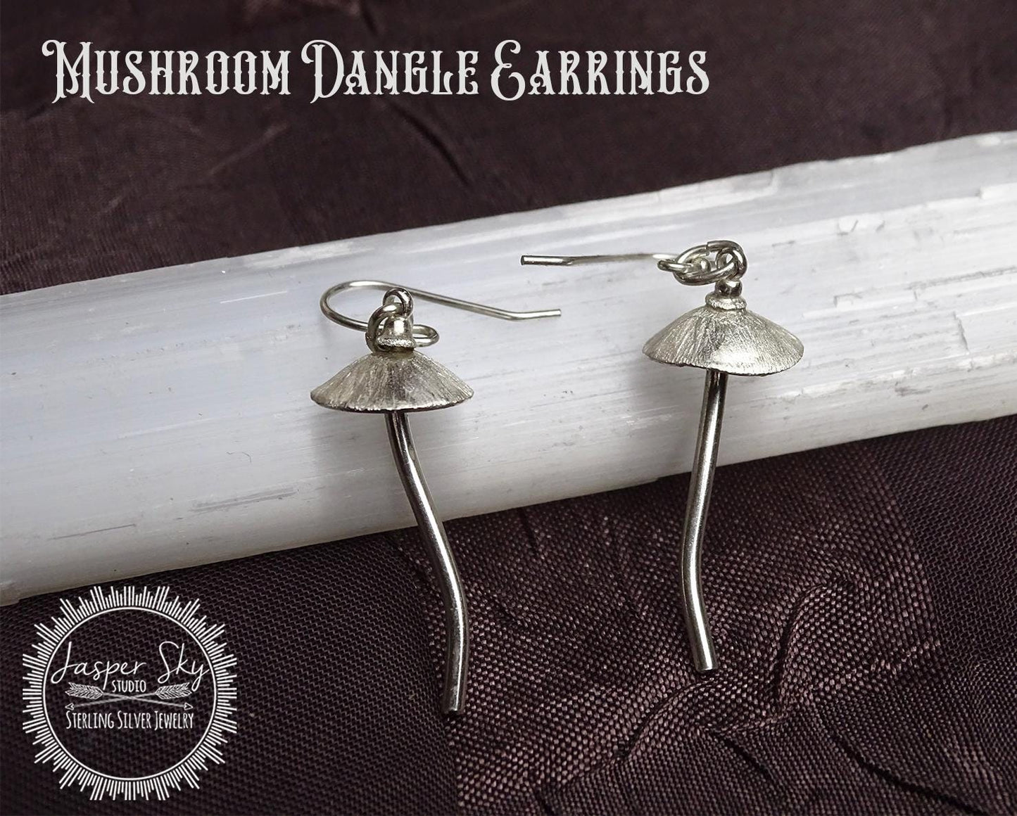 Mushroom Dangle Earrings - Sterling Silver Handmade Woodland Jewelry - Nature-Inspired Gift for Her  - Unique Holiday Gift