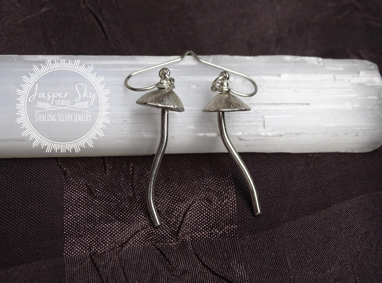 Mushroom Dangle Earrings - Sterling Silver Handmade Woodland Jewelry - Nature-Inspired Gift for Her  - Unique Holiday Gift