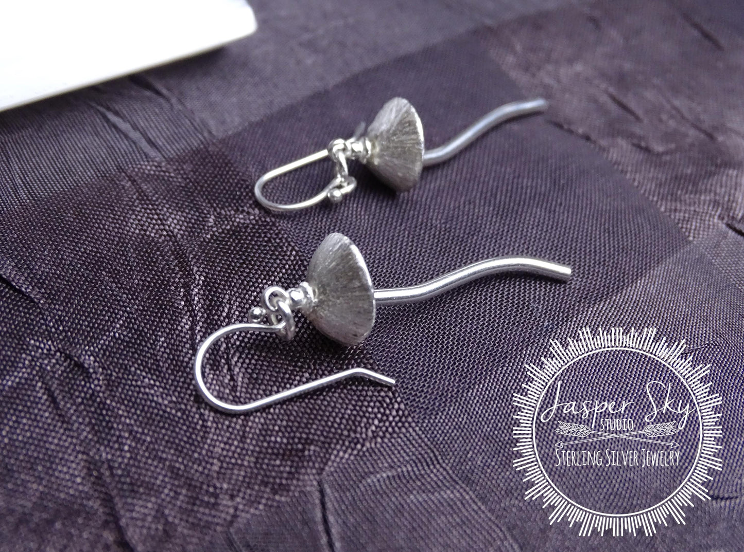 Mushroom Dangle Earrings - Sterling Silver Handmade Woodland Jewelry - Nature-Inspired Gift for Her  - Unique Holiday Gift