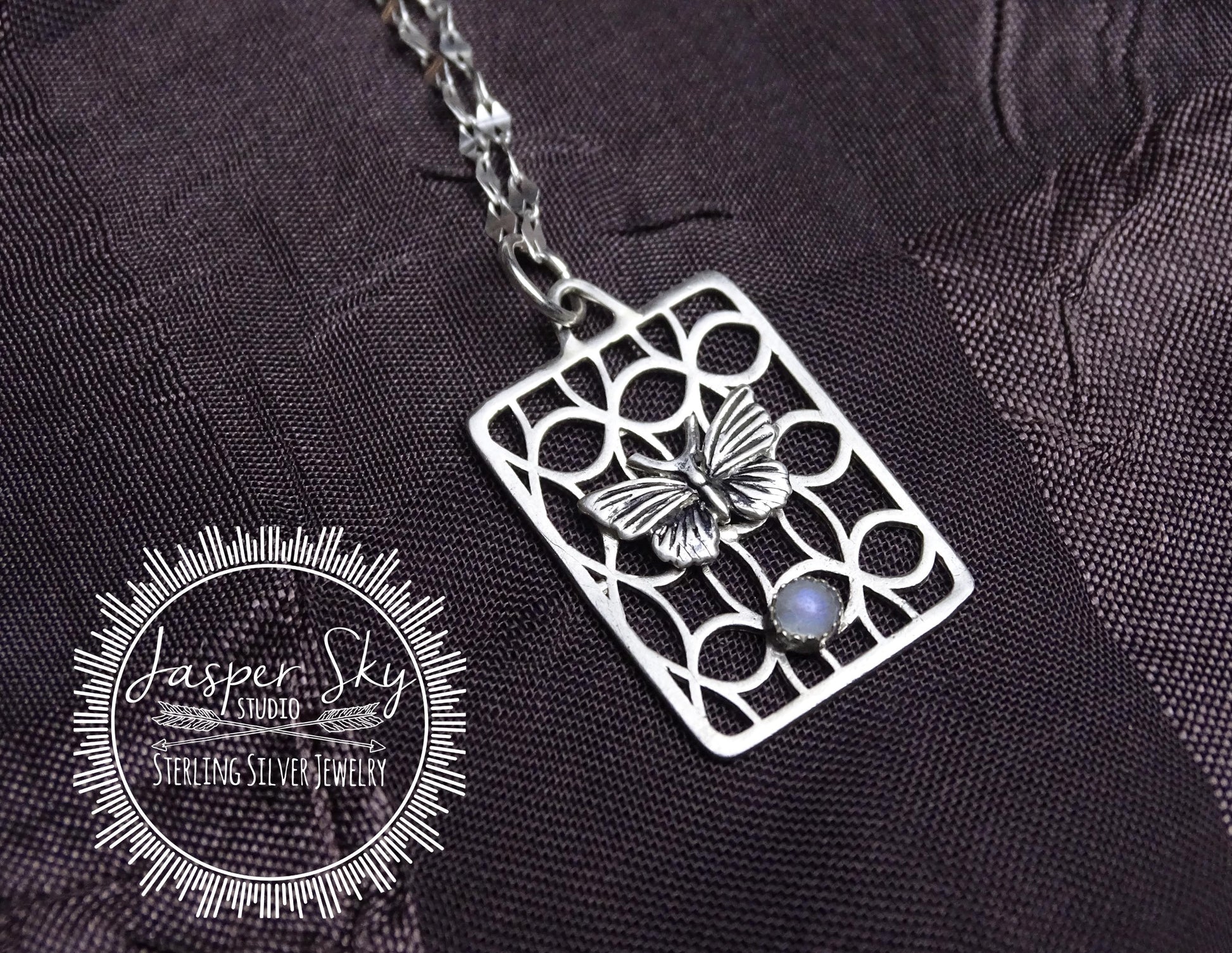 Butterfly Pendant Sterling Silver with Moonstone