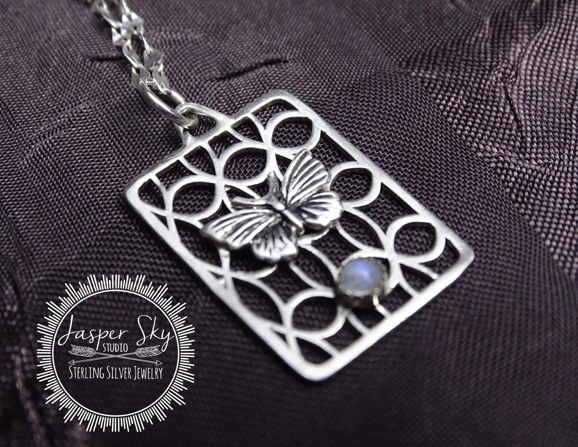 Butterfly Pendant Sterling Silver with Moonstone