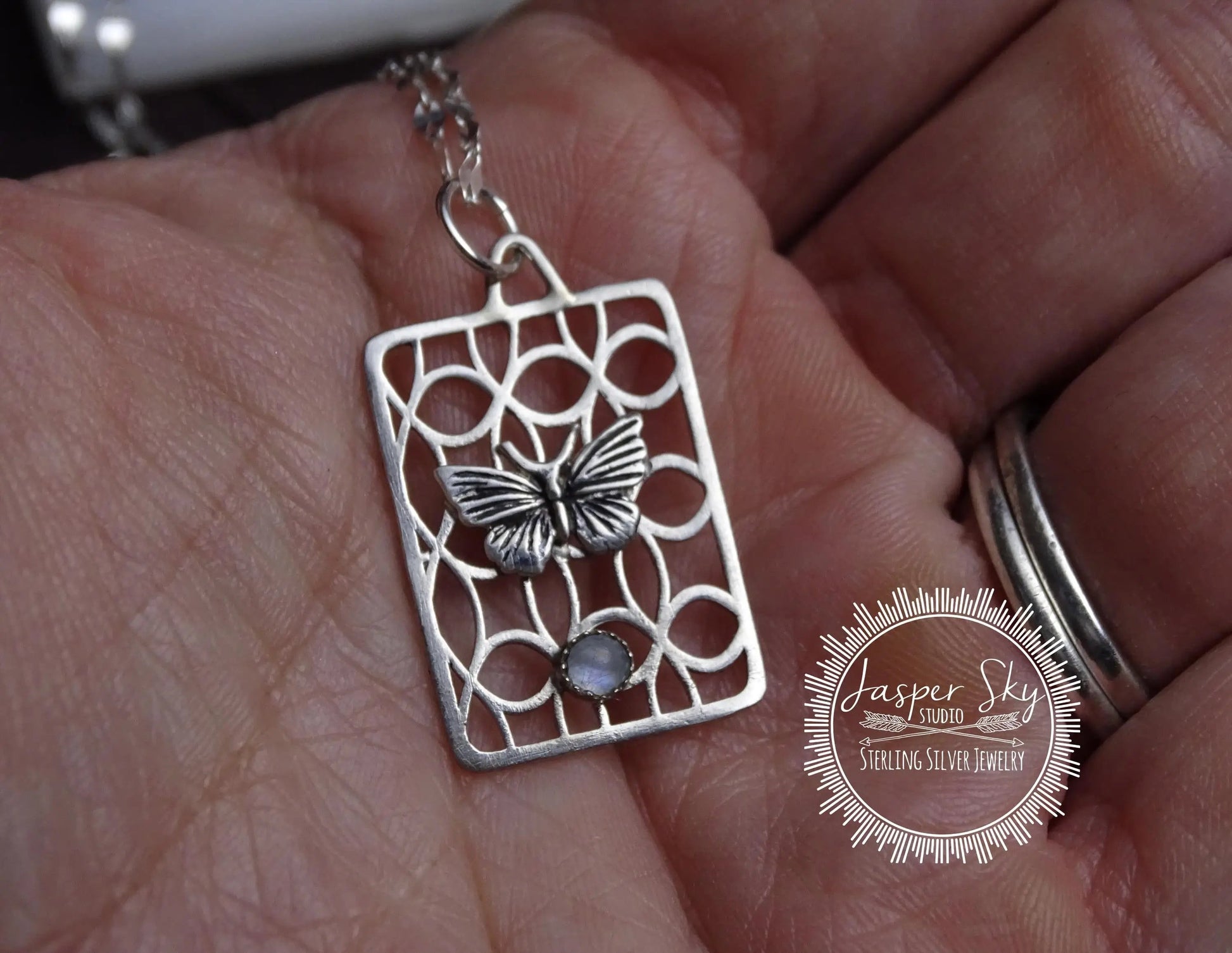 Butterfly Pendant Sterling Silver with Moonstone