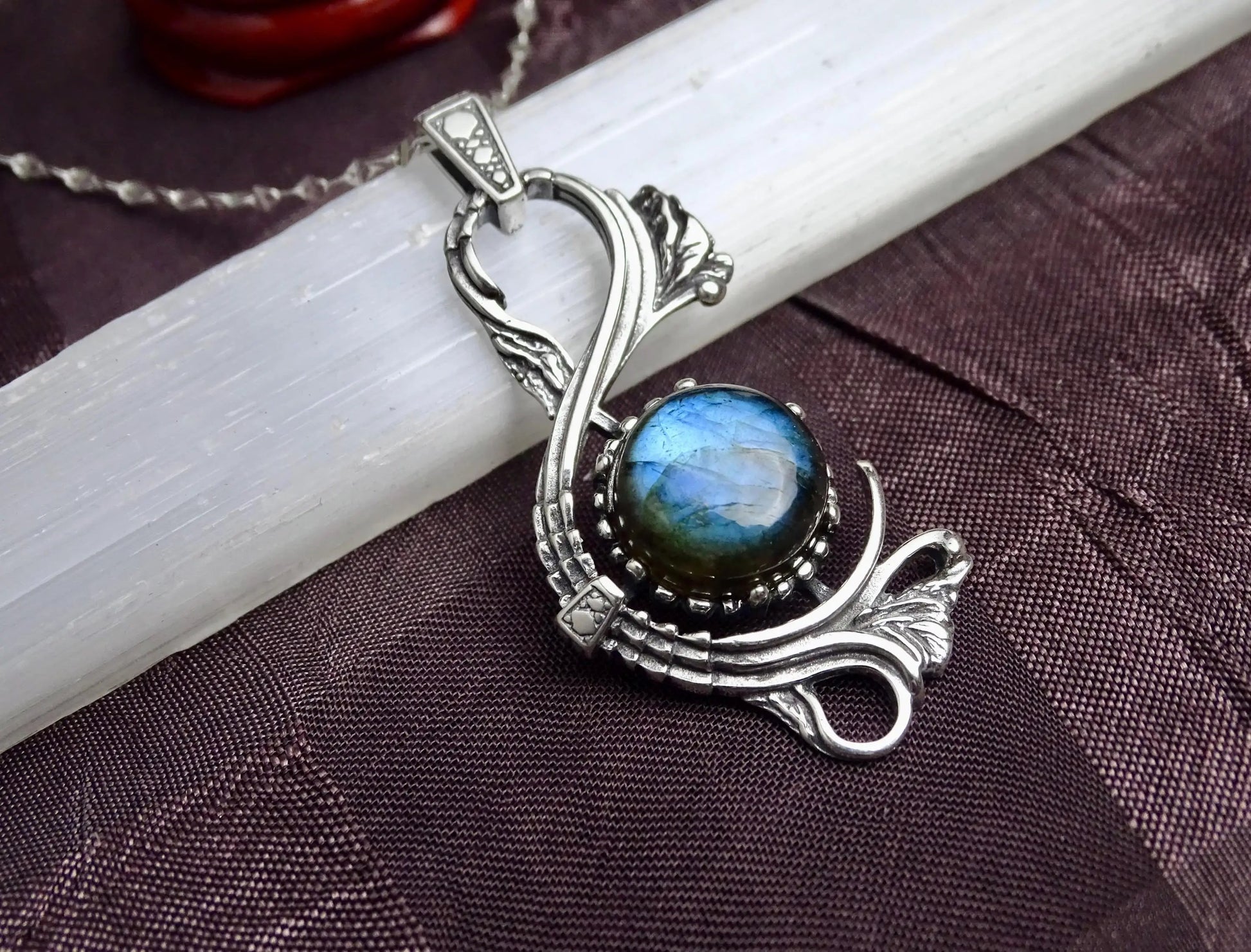 Victorian Pendant - Sterling Silver Labradorite