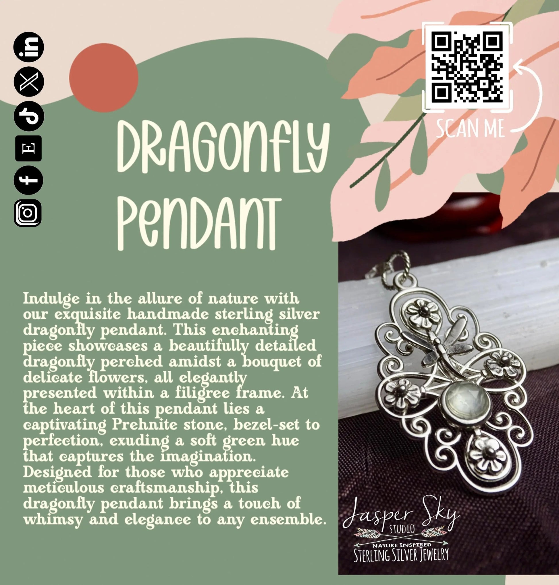 Sterling Silver Dragonfly Pendant