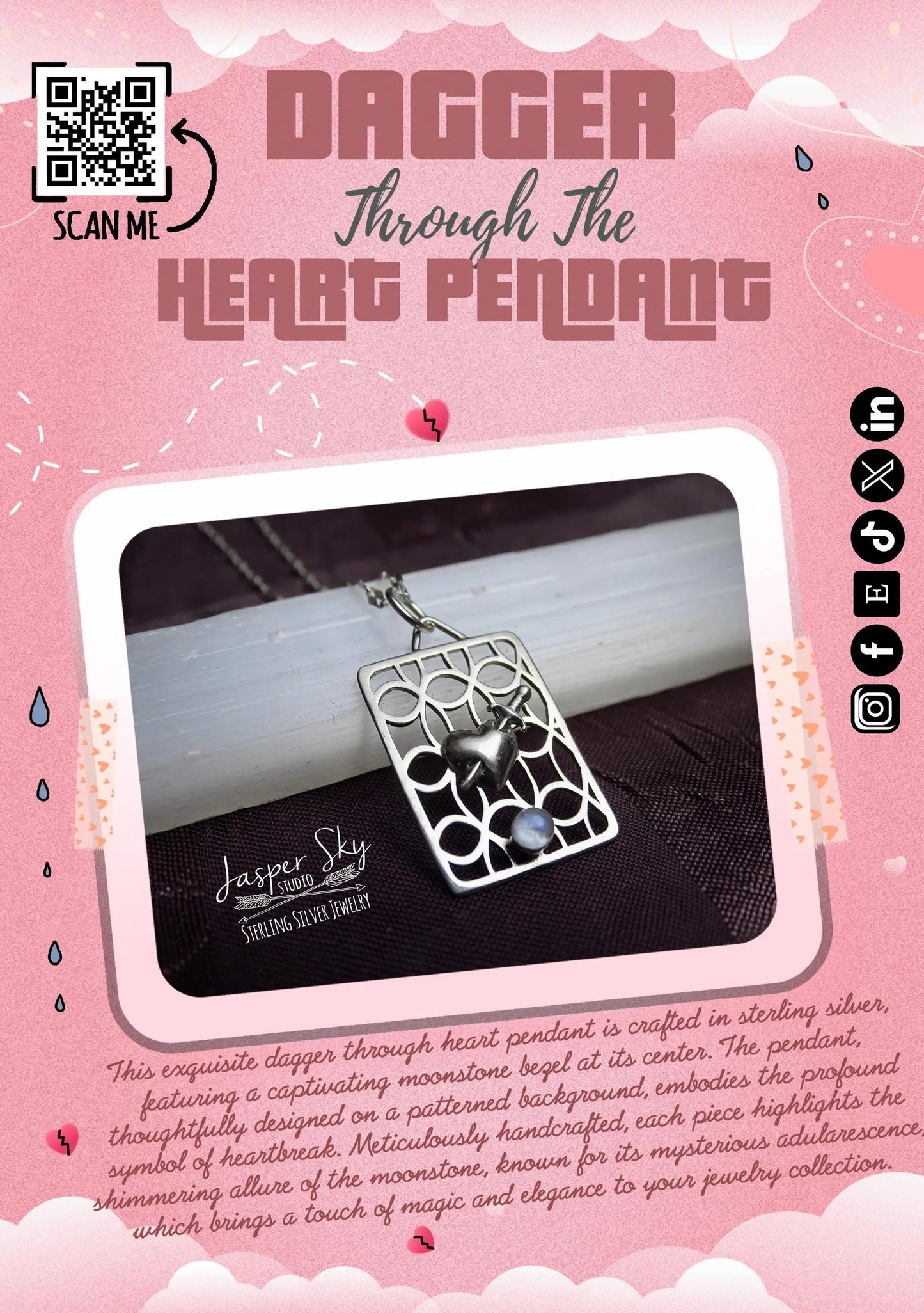 Dagger heart pendant