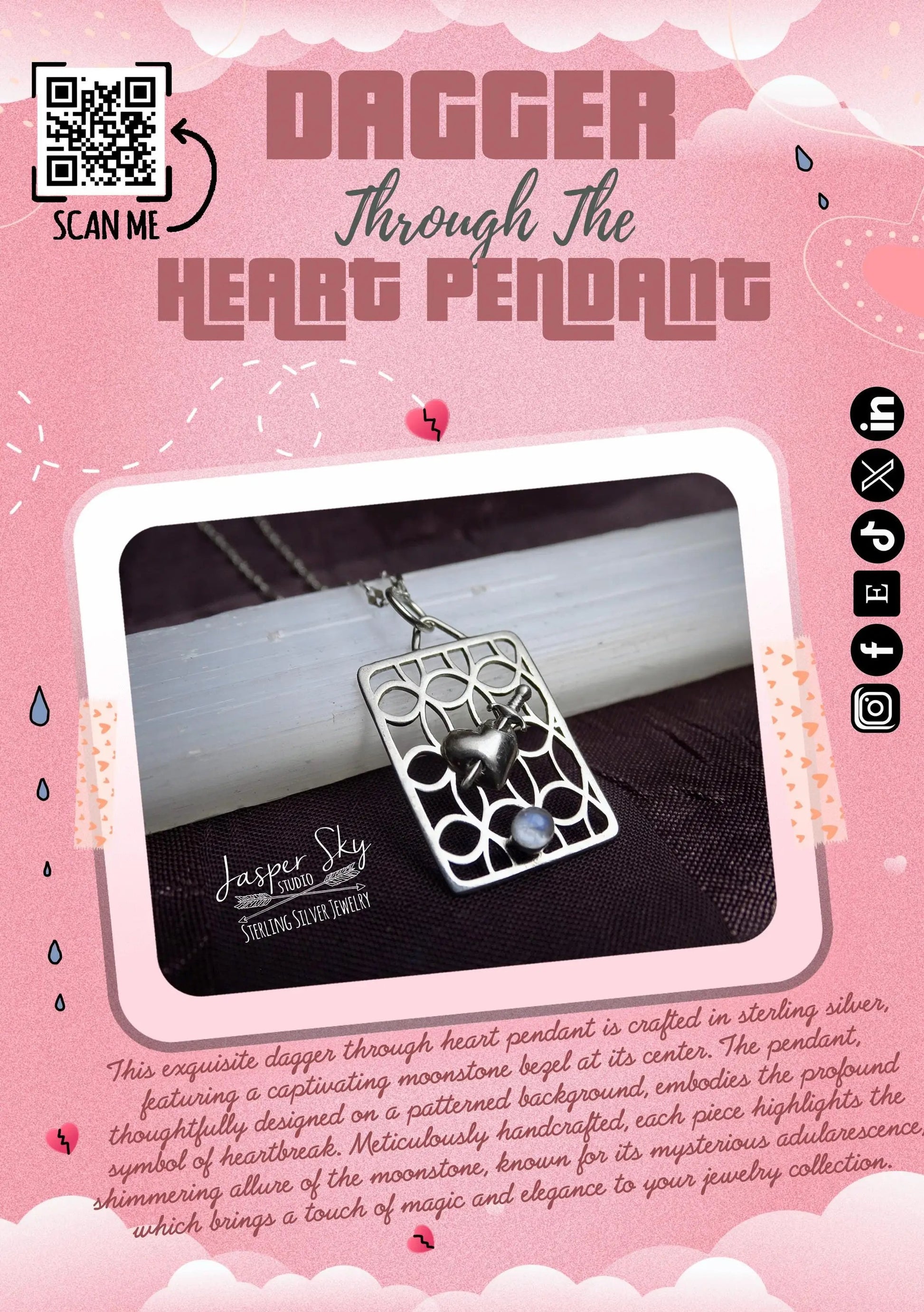 Dagger heart pendant