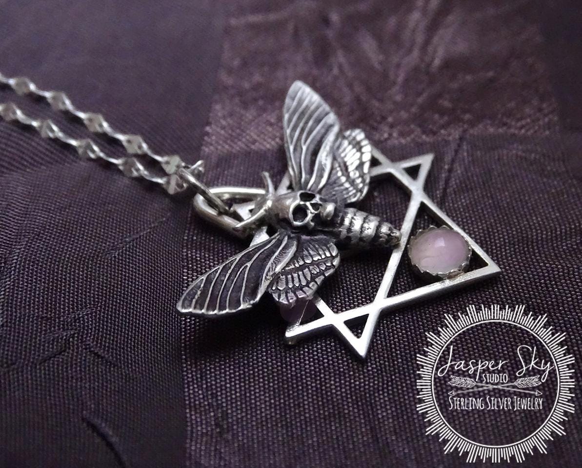 Death Moth Pendant, Sterling Silver