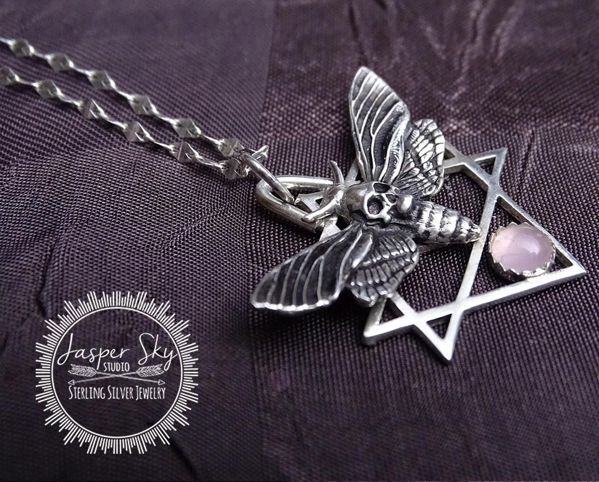 Death Moth Pendant, Sterling Silver