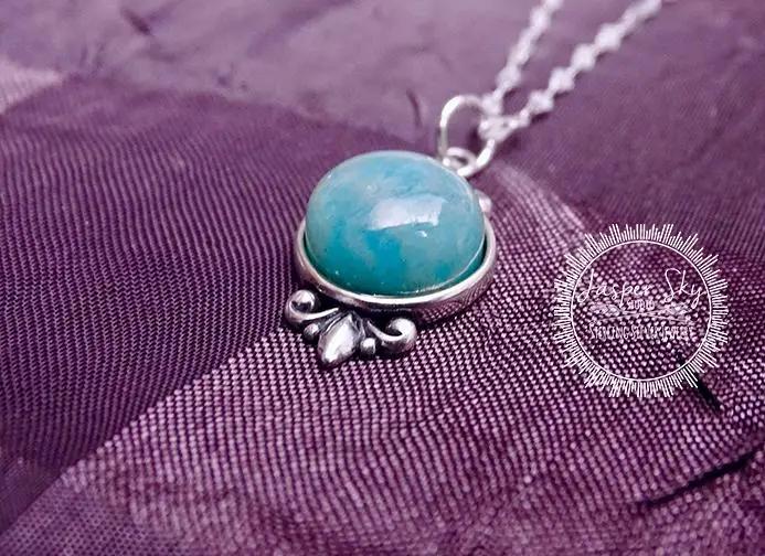 Amazonite Pendant, Handmade Sterling Silver,