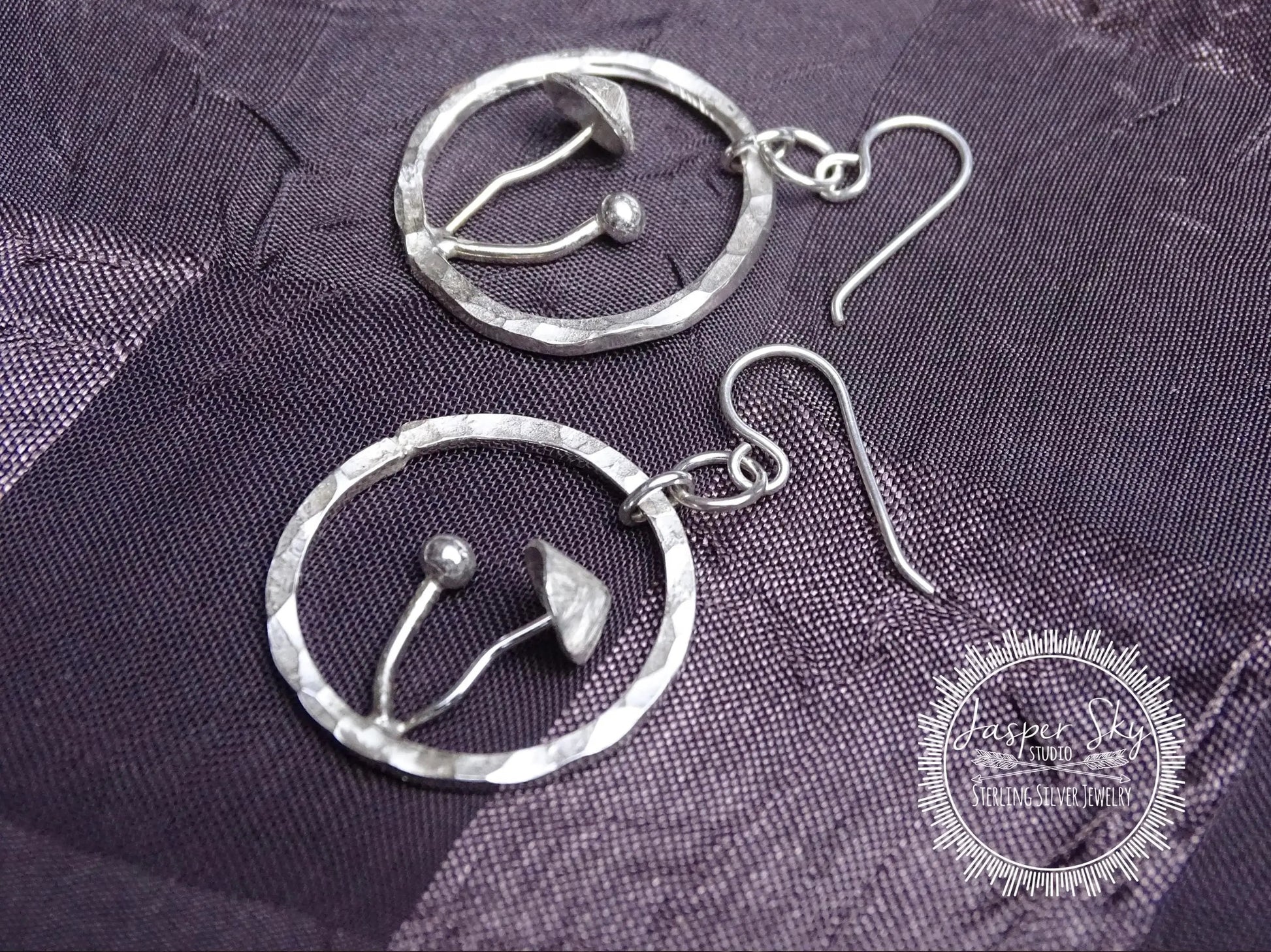 Mushroom Dangle Earrings, Handmade Sterling Silver Nature-Inspired Jewelry, Perfect for Unique Boho Gifts