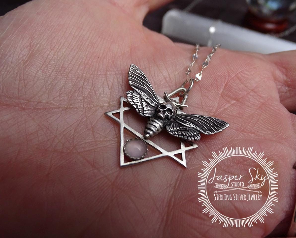Death Moth Pendant, Sterling Silver