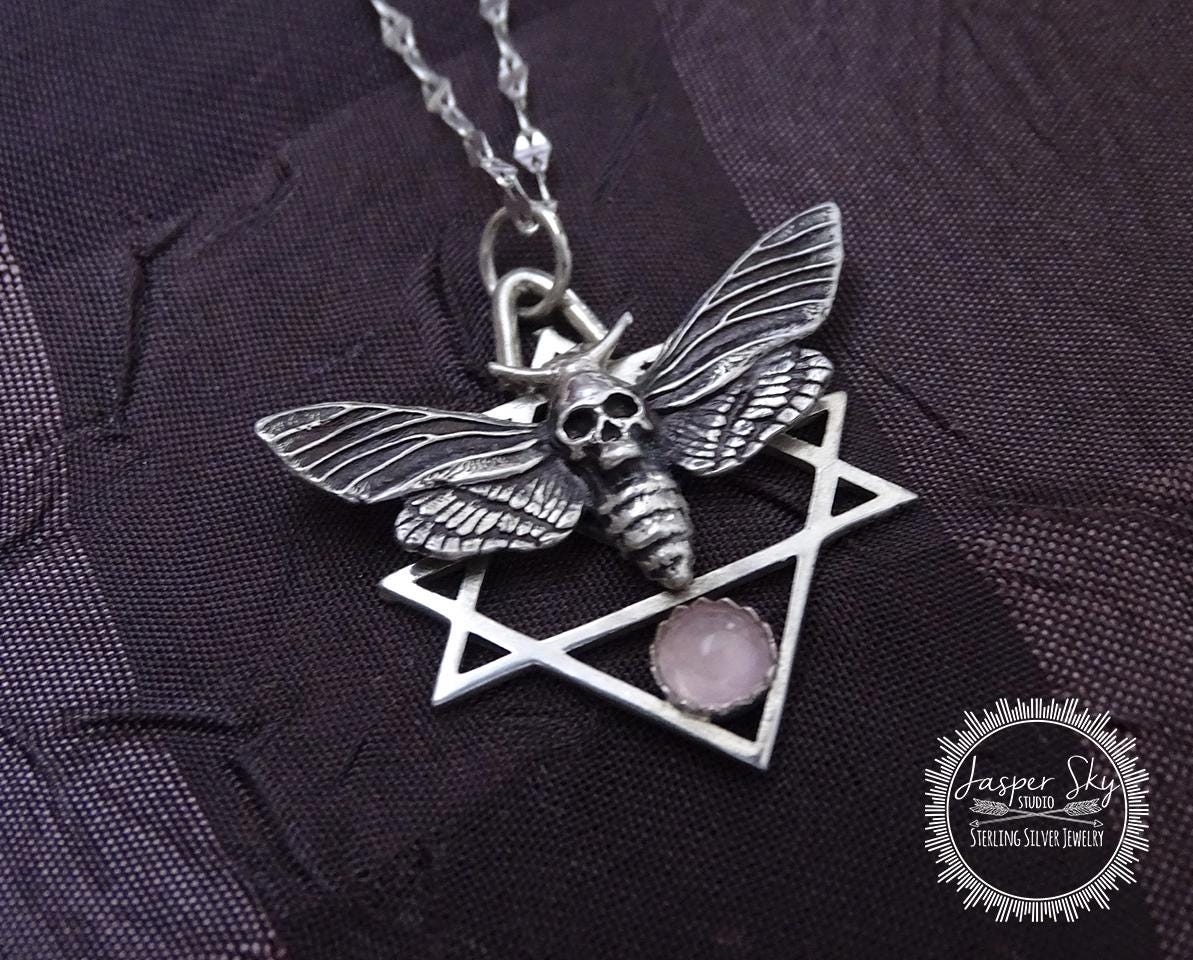 Death Moth Pendant, Sterling Silver
