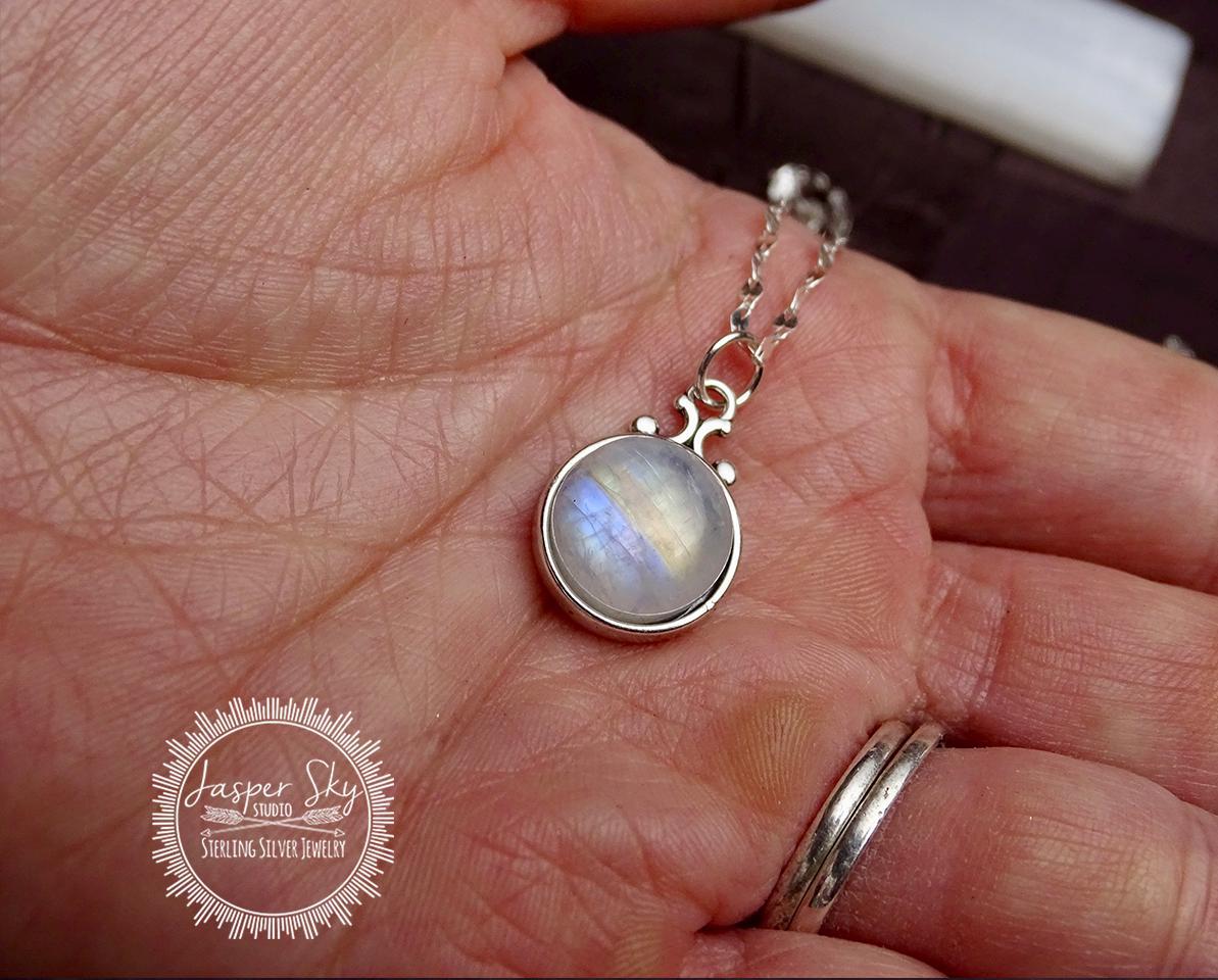 Rainbow Moonstone Spectacle Pendant, Multicolor Glow Gemstone Necklace for Everyday Wear, Unique Handcrafted Birthday Gift