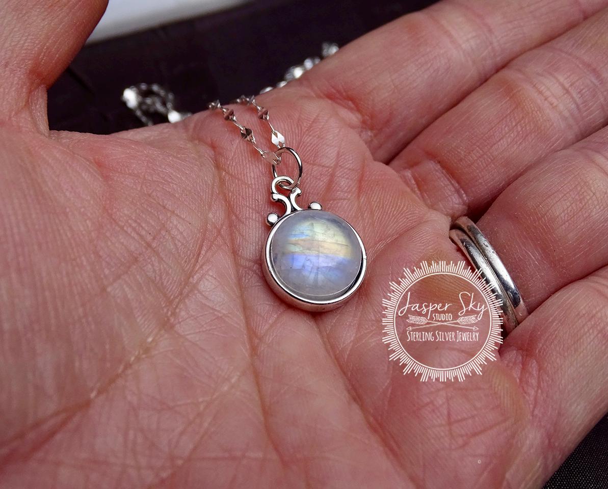 Rainbow Moonstone Spectacle Pendant, Multicolor Glow Gemstone Necklace for Everyday Wear, Unique Handcrafted Birthday Gift