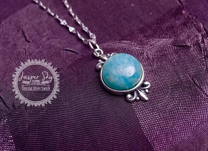 Amazonite Pendant, Handmade Sterling Silver,
