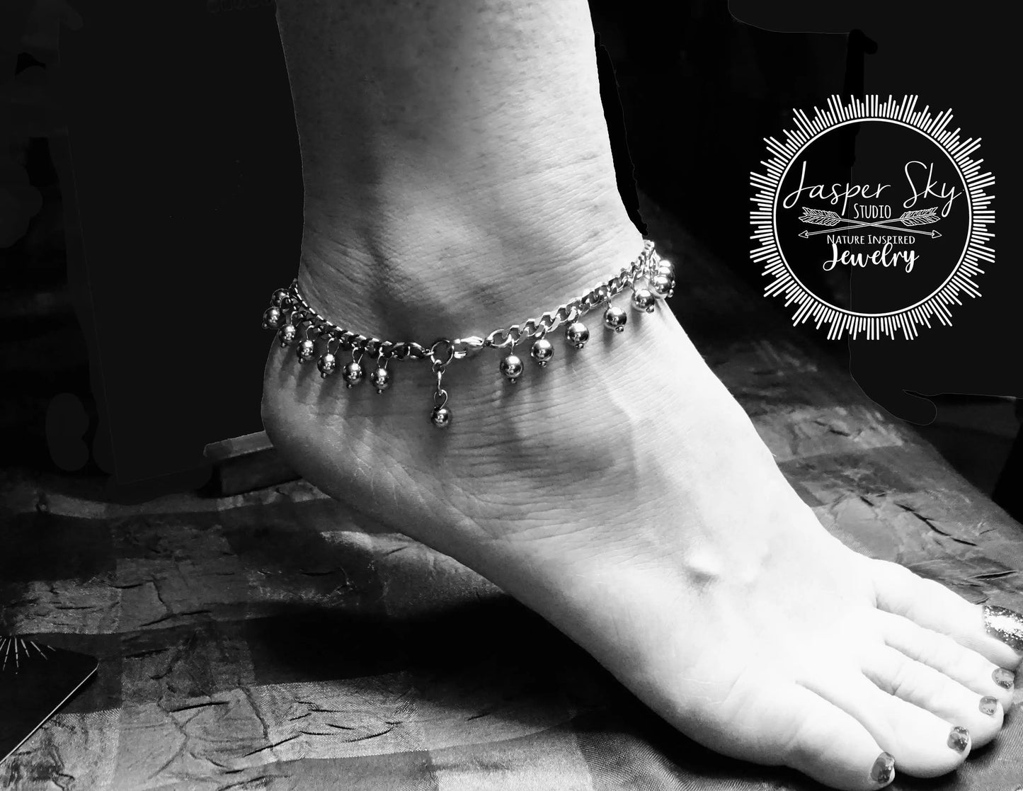 Dangle Anklet Silver, Adjustable Boho Hippie Chic Anklet, Fashionable Jewelry for Her