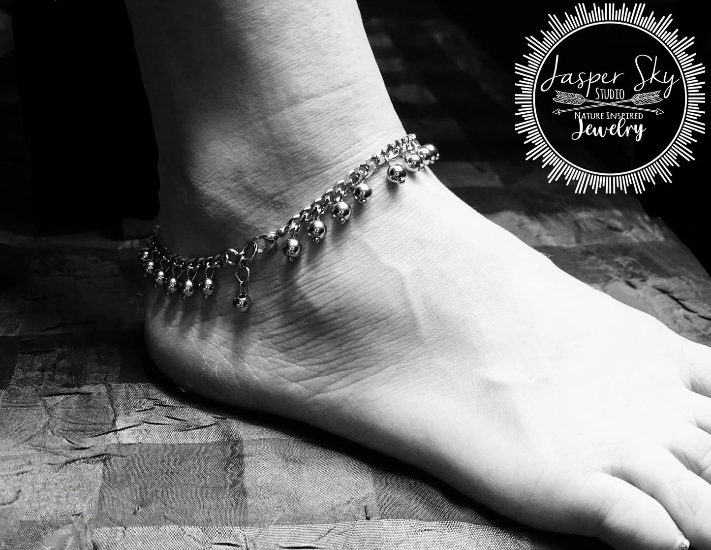 Dangle Anklet Silver, Adjustable Boho Hippie Chic Anklet, Fashionable Jewelry for Her