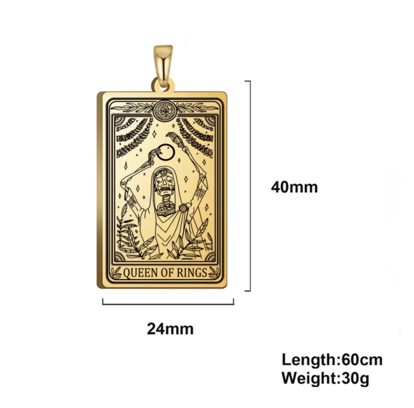 Justice Tarot Card Necklace Pendant - Gold | The Silver Wing