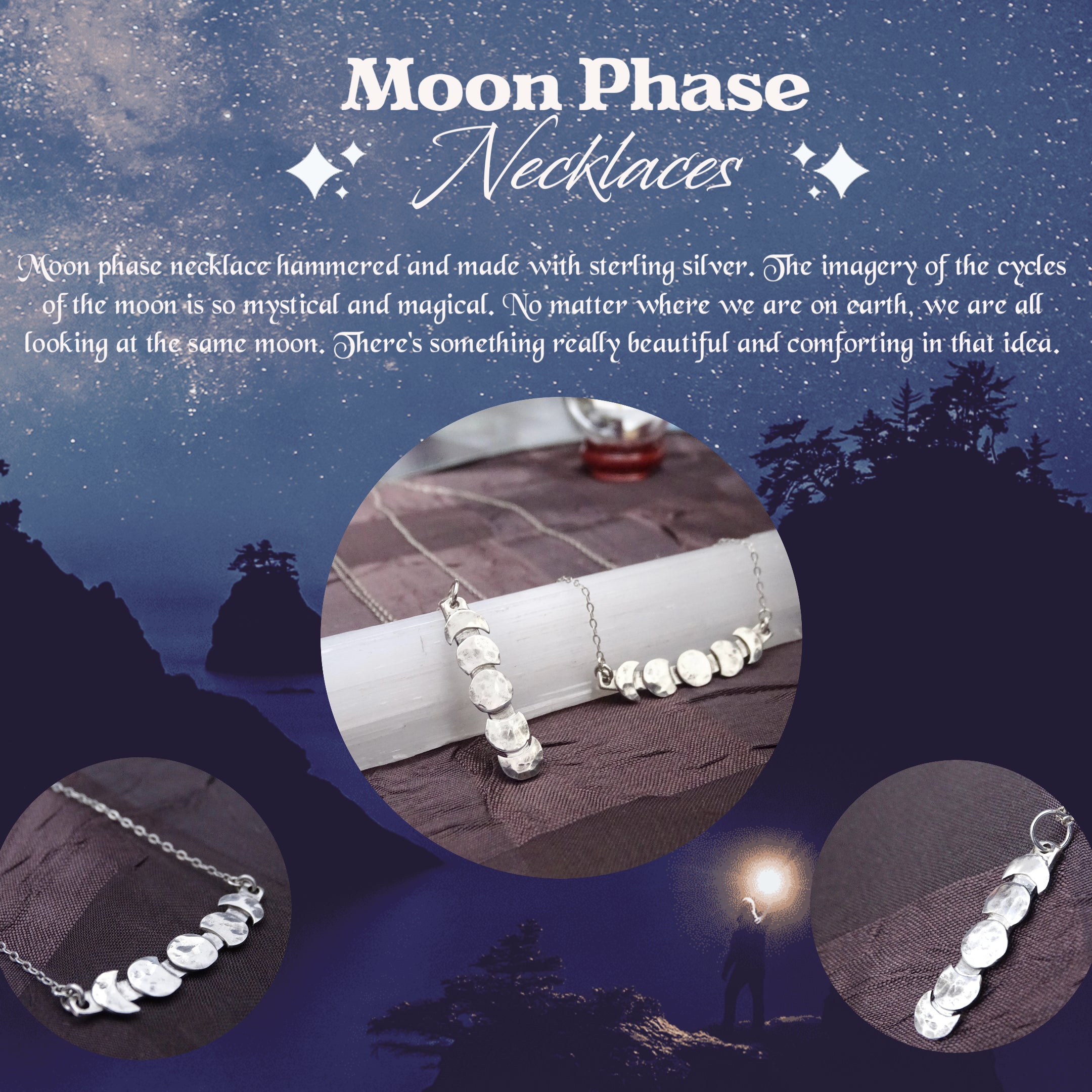 Load video:  The Silver Wing  - Sterling Silver Jewelry - Moon Phase Necklace