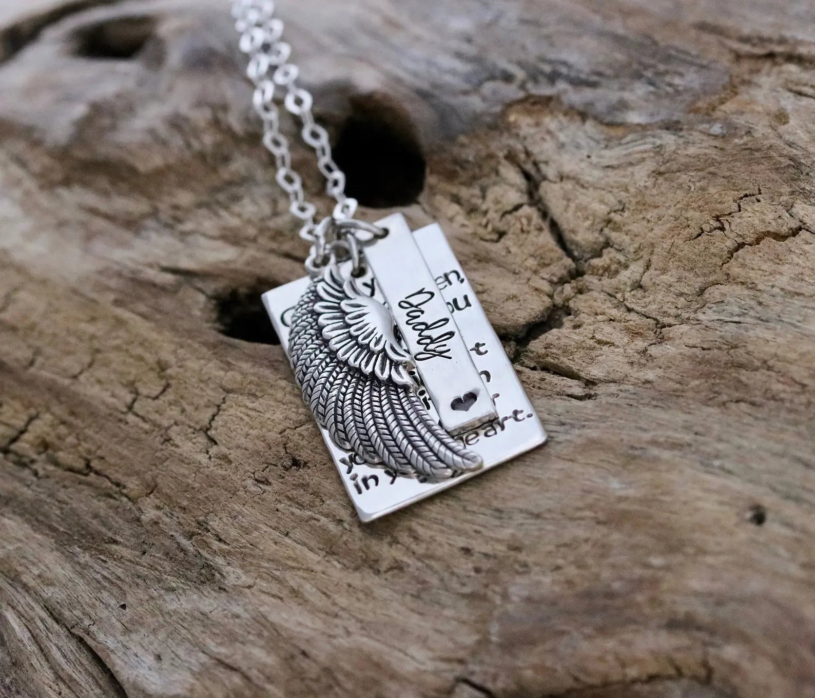 personalized dad memorial necklace | sterling silver