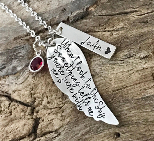 angel wing memorial necklace | sterling silver