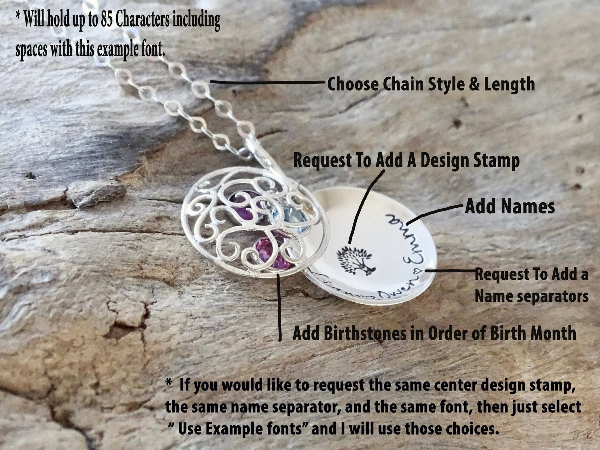 birthstone necklace for mom | sterling silver