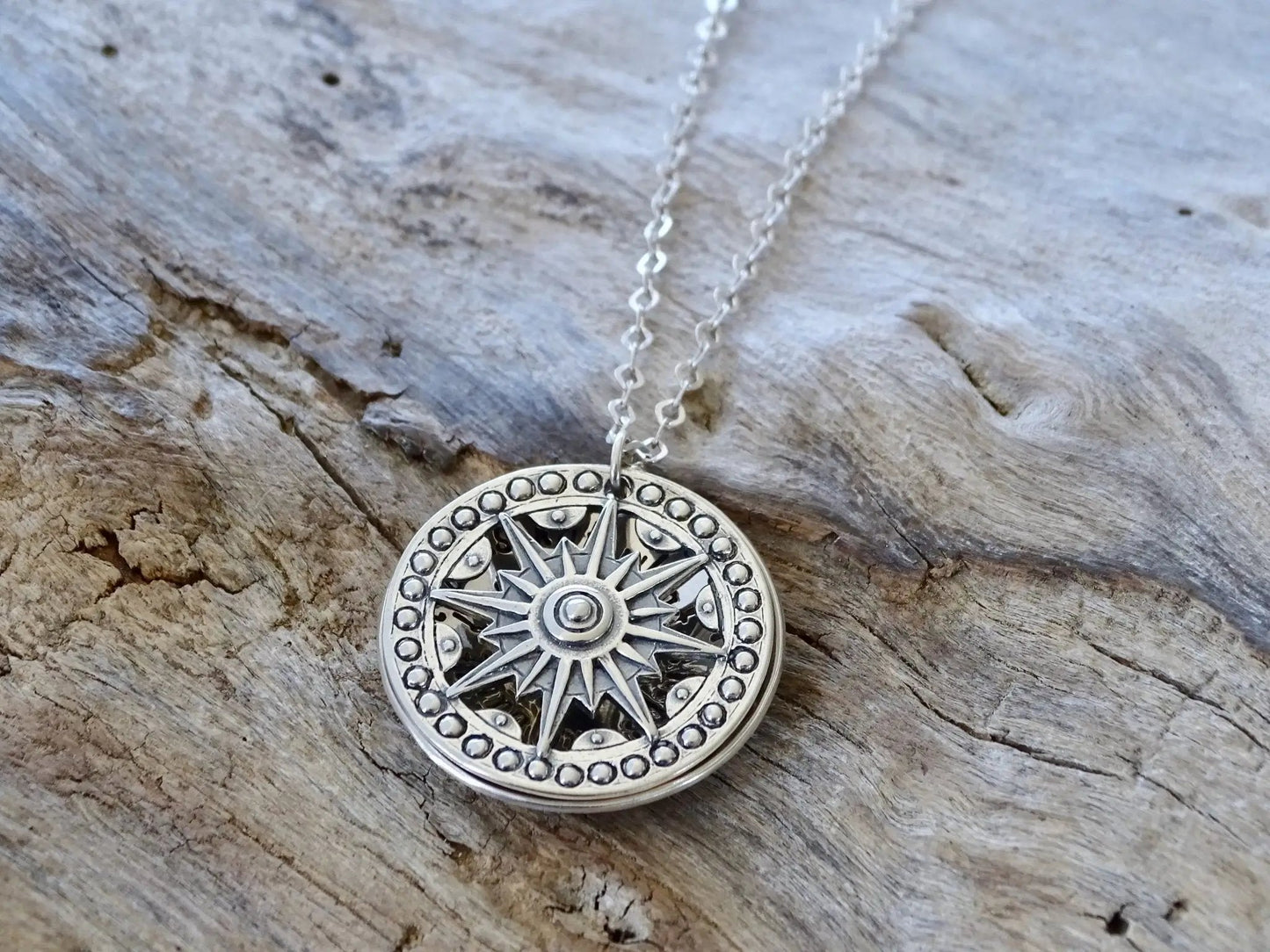 compass pendant necklace | sterling silver