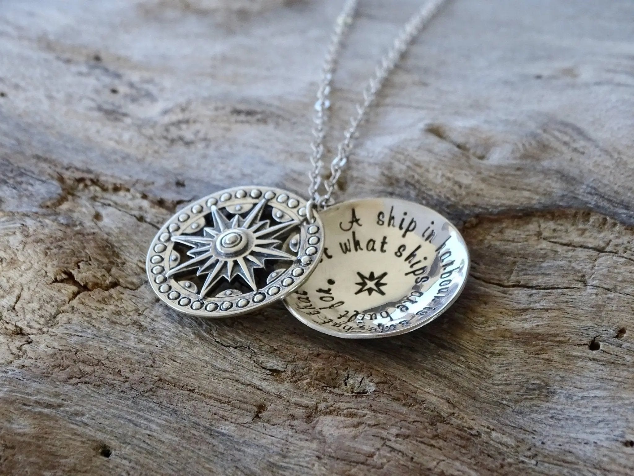 Sterling Silver Compass Necklace Personalised By attic |  notonthehighstreet.com