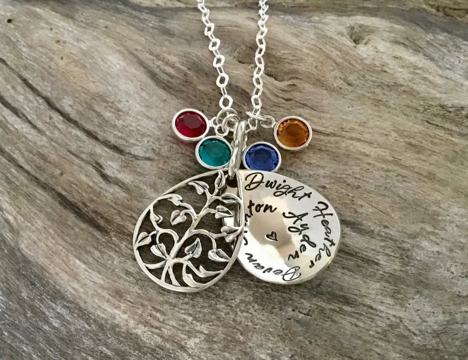 Tree of Life Necklace with Birthstones