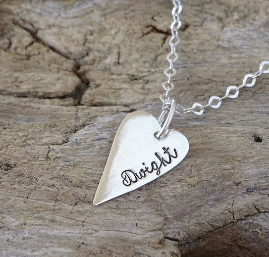 heart necklace with name | sterling silver