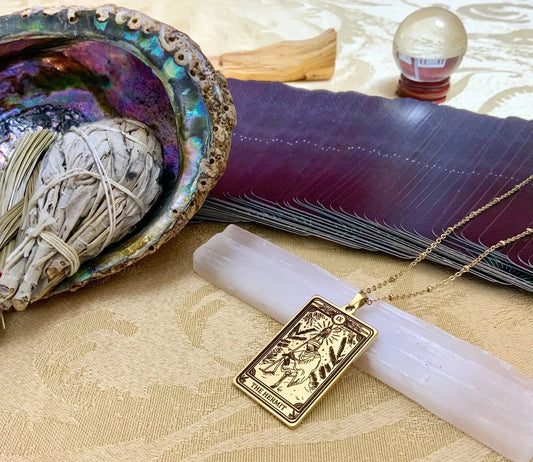 hermit tarot card necklace