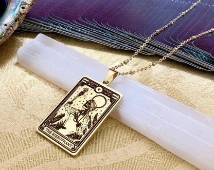 hierophant tarot card necklace