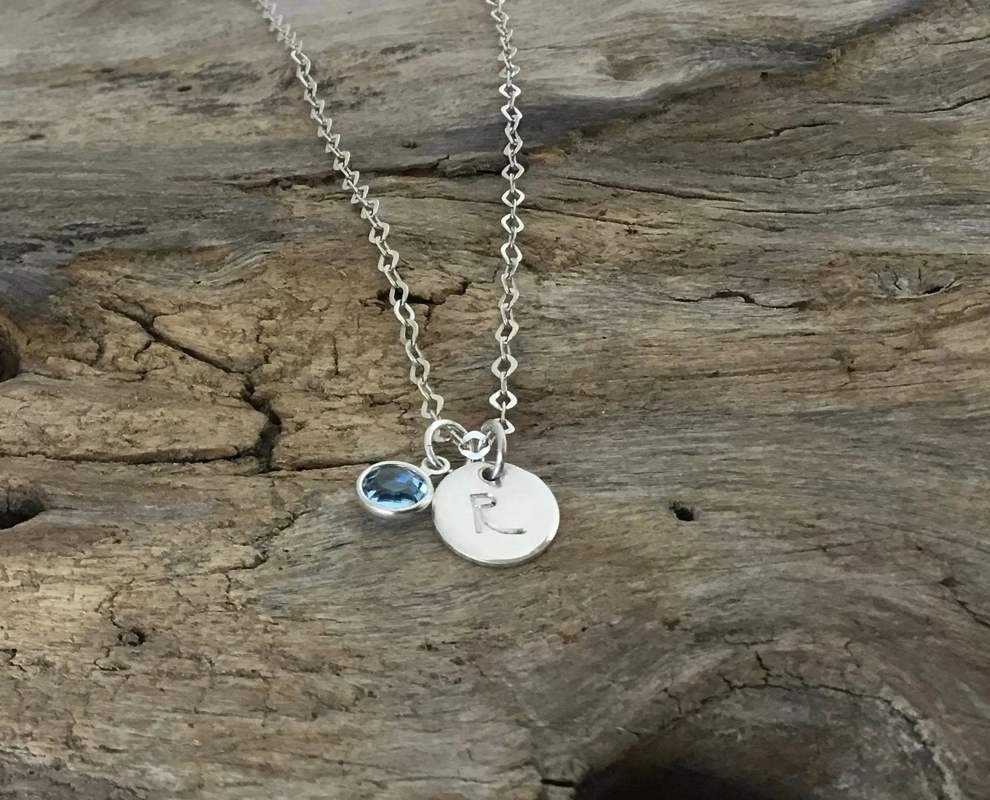 Initial Necklace with Birthstone Sterling Silver – The Silver Wing