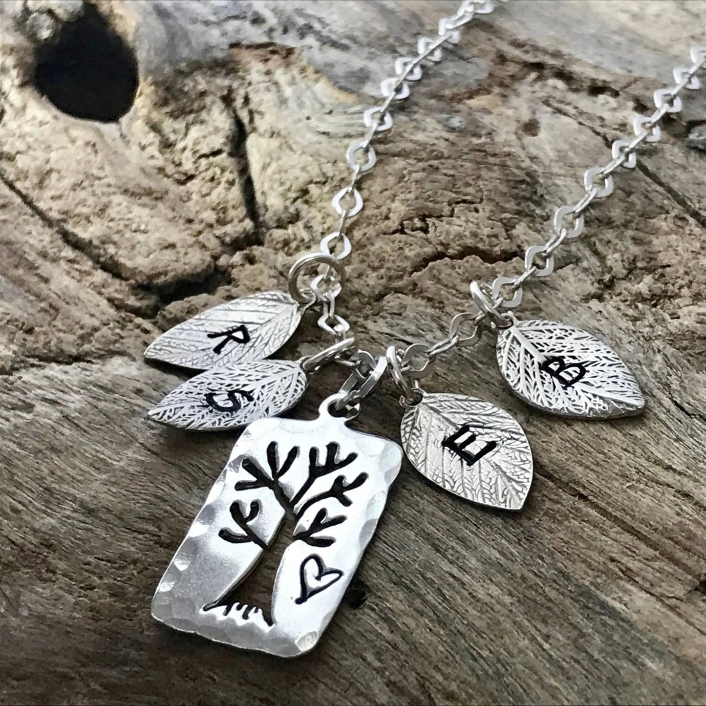 initial tree leaves necklace