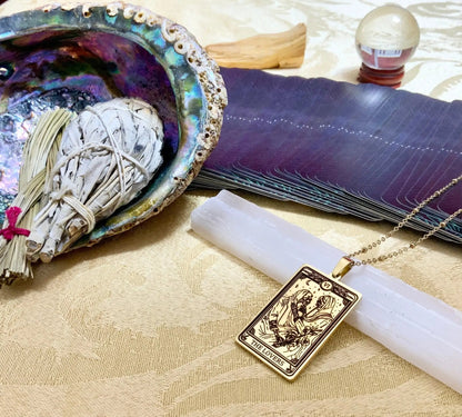 lovers tarot card necklace