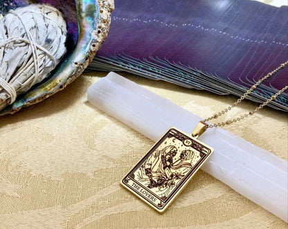 lovers tarot card necklace