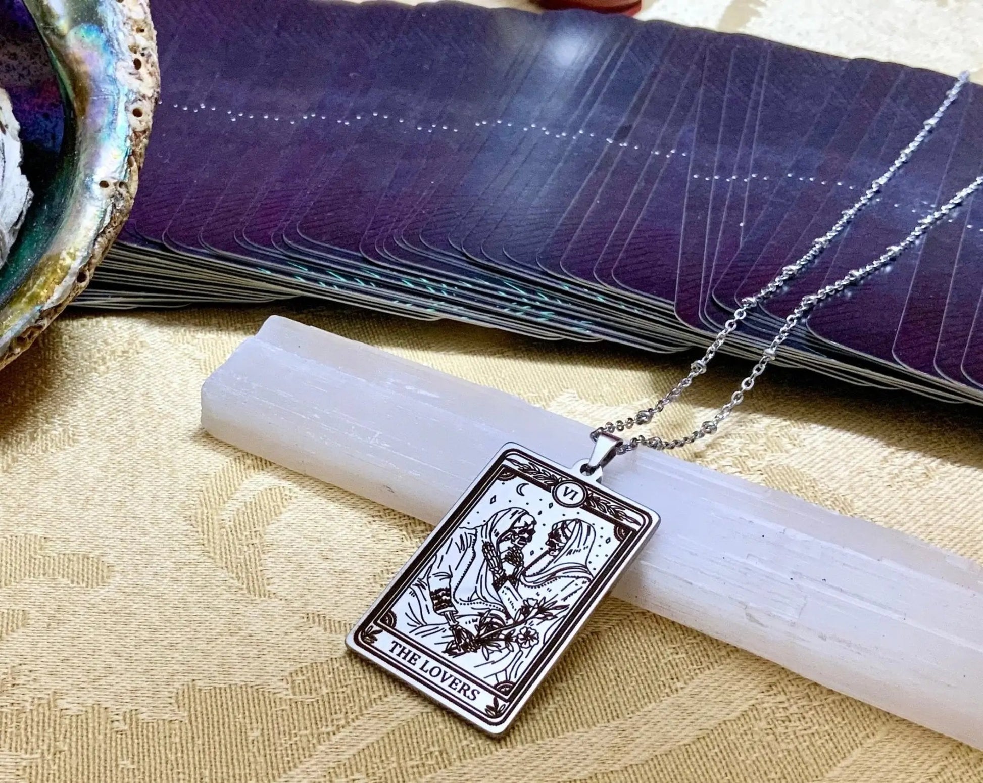 lovers tarot card necklace