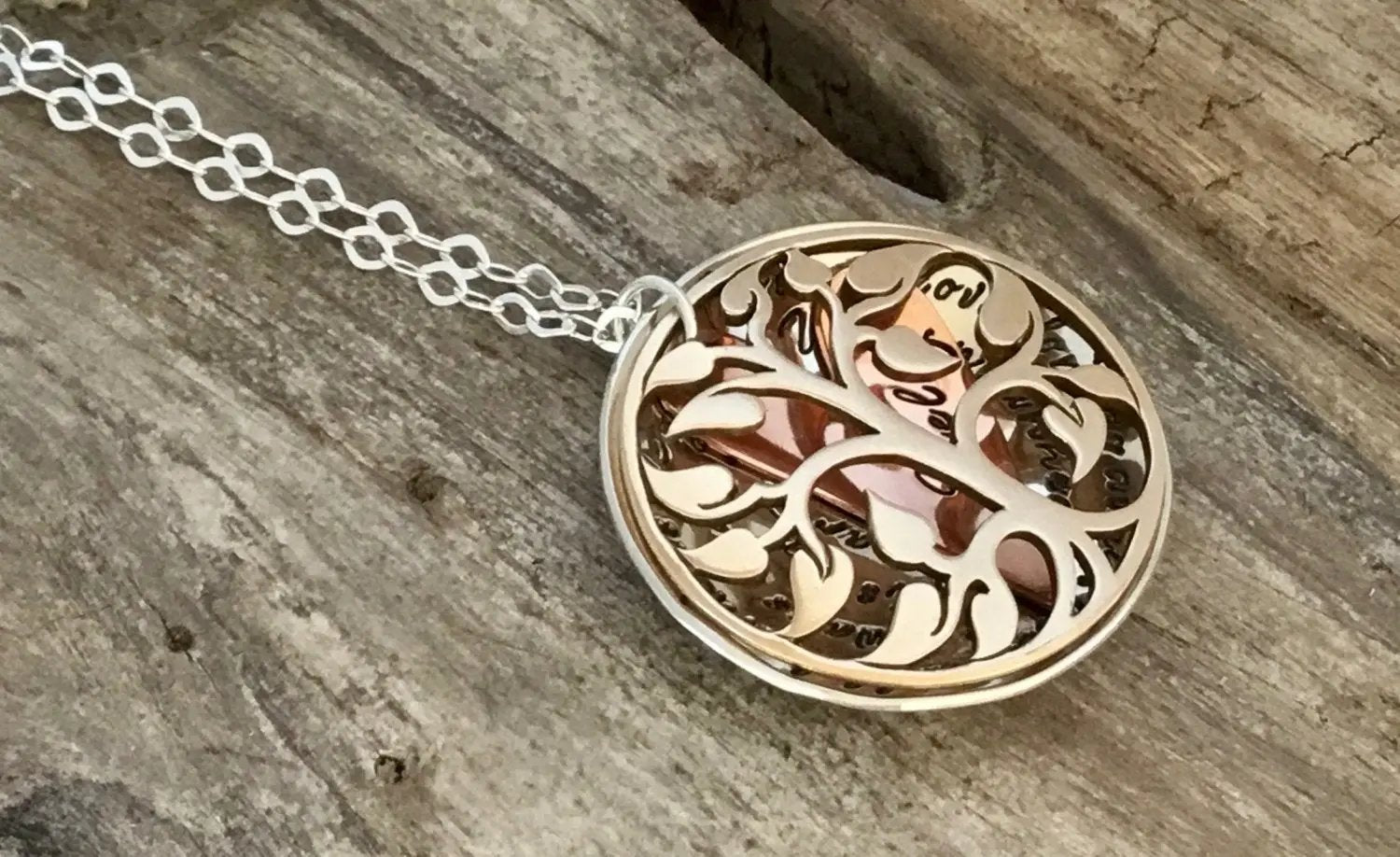 memorial locket necklace | sterling silver, gold locket