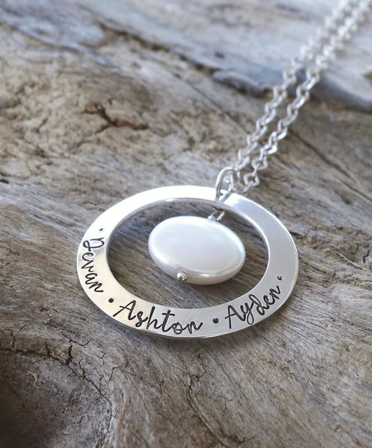 mother necklace with pearl | sterling silver