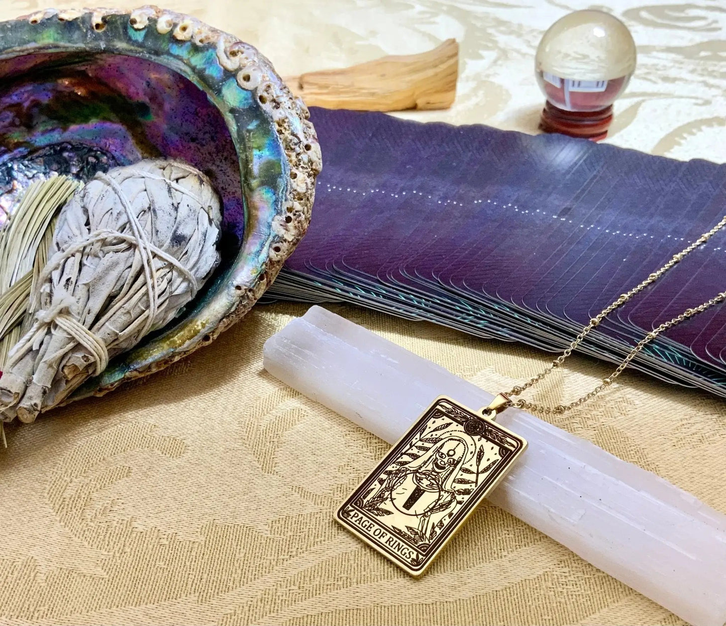 Page of Rings Tarot Card Necklace