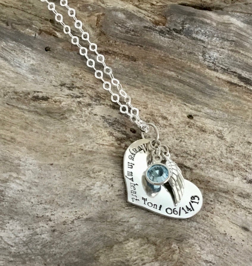 personalized memorial heart necklace | sterling silver
