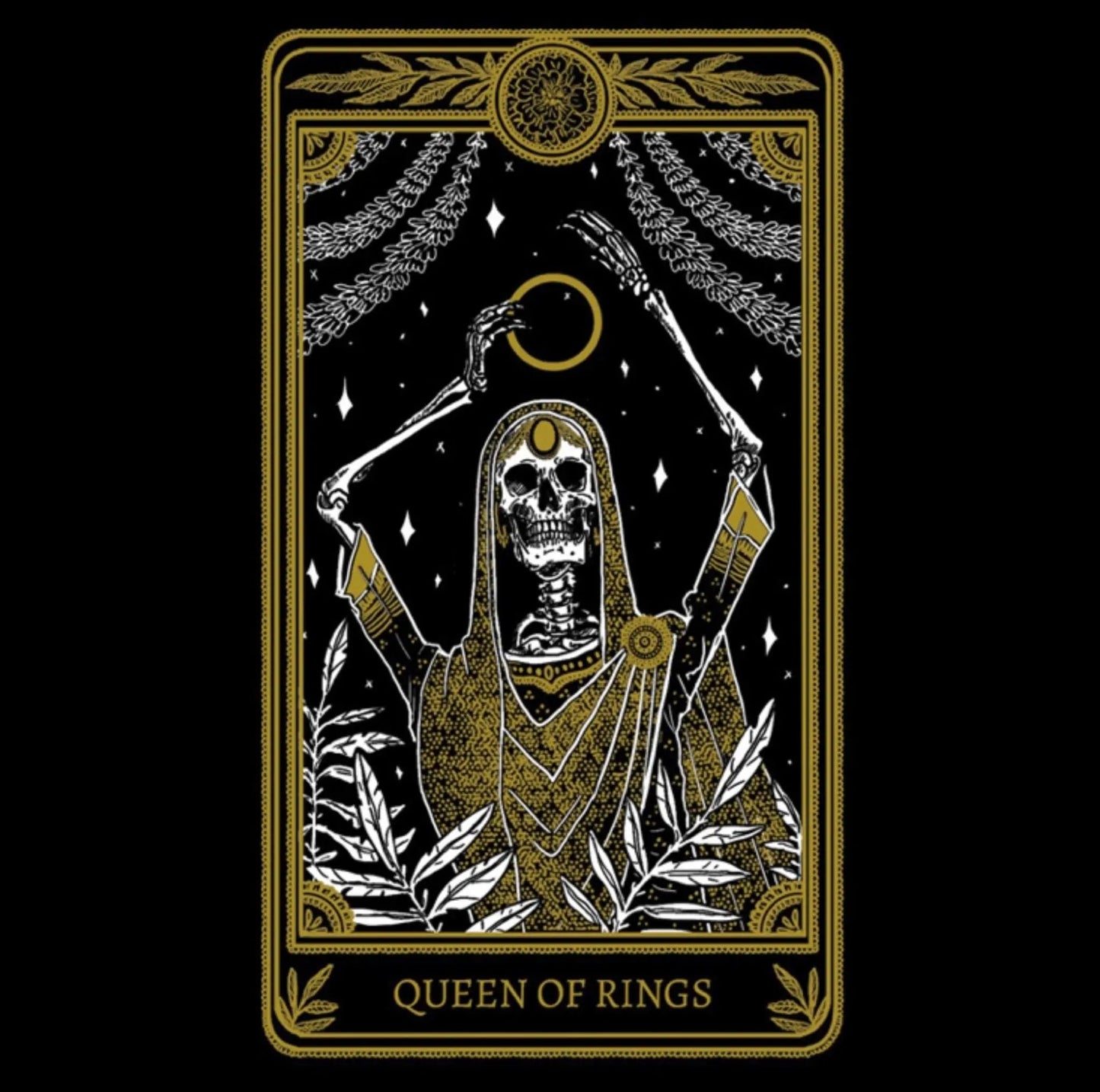 Queen of Rings Tarot Card Necklace 