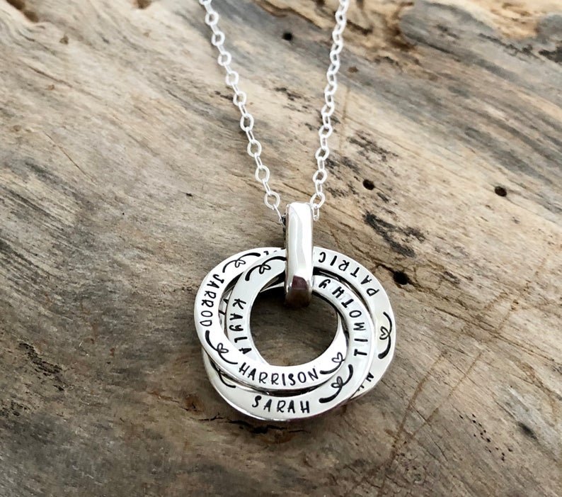 Personalised Engraved Womens Circle Necklace Rose Gold Silver Christmas  Gift | eBay