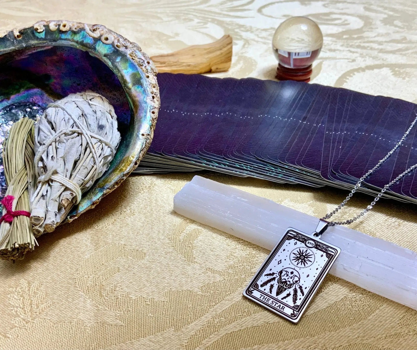 star tarot card necklace pendant - silver tarot